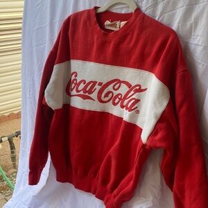 Vintage Coca Cola Red and White Crewneck Sweater with Logo Band